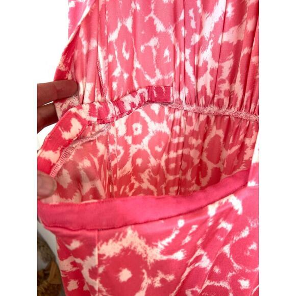 Emporio Armani Pink Animal Print Cap Sleeve Open Back Knee Length Silk Dress 4/6 - Picture 8 of 9